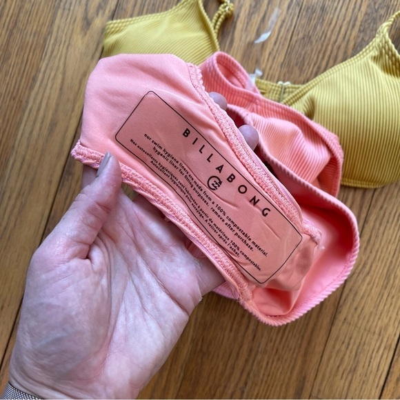 NEW Billabong Hi Life Freya One Piece Swimsuit Yellow Pink Size Large NWT - Picture 6 of 8